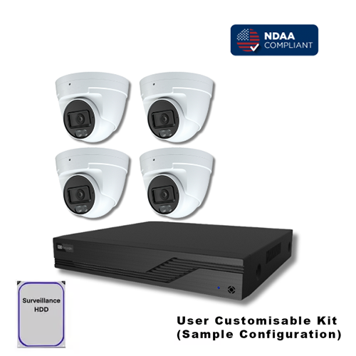 indyVision 4CH 4 X 6MP IV-IPC-T6M0-AI-LED-0280 CCTV Kit with HDD Customiseable NDIS