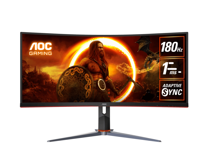 AOC 34" (21:9) Curve Led, 5ms,144hz, Adaptive Sync, Hdmi(2), Dp(2), Usb, H/adj